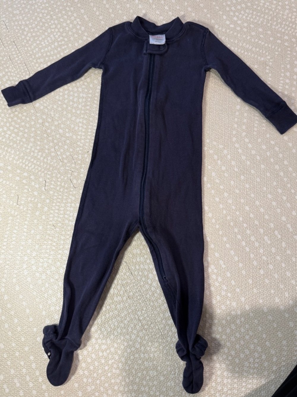 Hanna Andersson Navy Blue Footed One-Piece Zip Pajama